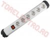 Prelungitor 6 Prize cablu  0.9 metri 3x1.0 mmp Alb cu Intrerupator PNV06K-90/WH/SAL