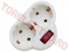 Distribuitor de priza Schuko la 2 Schuko cu impamantare si intrerupator  05684/GB