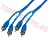 Cablu 2x RCA Tata - 2x RCA Tata 5m Albastru OFC Le-452/BL5BL