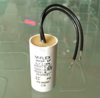 Condensator curent alternativ   4 uF - 450Vca - 25x51mm - 2F - cu fire - pornire motor Pompe WILO