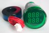 Ampermetre Curent Alternativ de Panou > Ampermetru-Voltmetru de Panou 100A 60-380Vca LED VERDE cu Transformator de Curent VA78124
