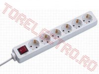 Prelungitor 6 Prize cablu  1.5 metri 3x1.0 mmp Alb cu Intrerupator LPS202/TM