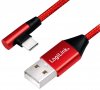 USB, Brichete Multiple, Prize > Cablu Charger + Date USB 2.0 A Tata - USB Tip C Tata  0.3m CBB030RED ROSU cu mufa la 90*