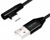 USB, Brichete Multiple, Prize > Cablu Charger + Date USB 2.0 A Tata - USB Tip C Tata  1.0m CBB100BK NEGRU cu mufa la 90*