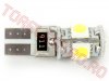 Soclu T10 > Bec Auto 12V cu LED SMDx5 Alb T10 Canbus CLD306/GB - set 10 bucati