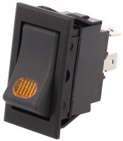 Comutator Auto Clapeta 2 Pozitii 3 pini cu LED Galben 12V 20A CF1322YEL pentru Lumini Far Proiector LED