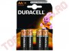 1.35 - 1.55V > Baterie 1.5V Alcalina AA R6 Duracell - Set 4 bucati